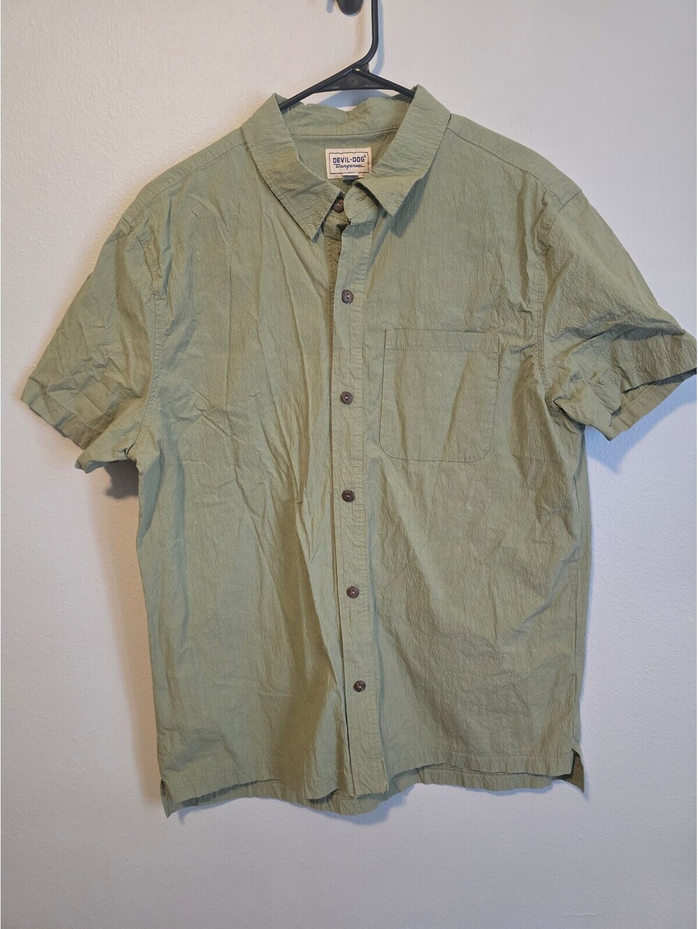 Devil-Dog Dungaree Sage Green Short Sleeve Button Down (L)